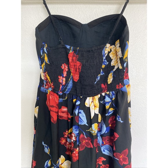 BAND OF GYPSIES Black Floral‎ Bustier Smocked Dress Sz Small - Picture 5 of 16